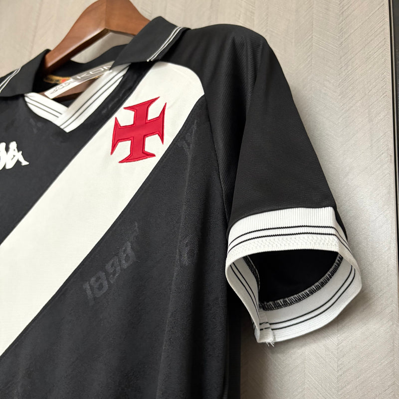 Camisa Vasco I 2025 - Kappa - Preto e Branco